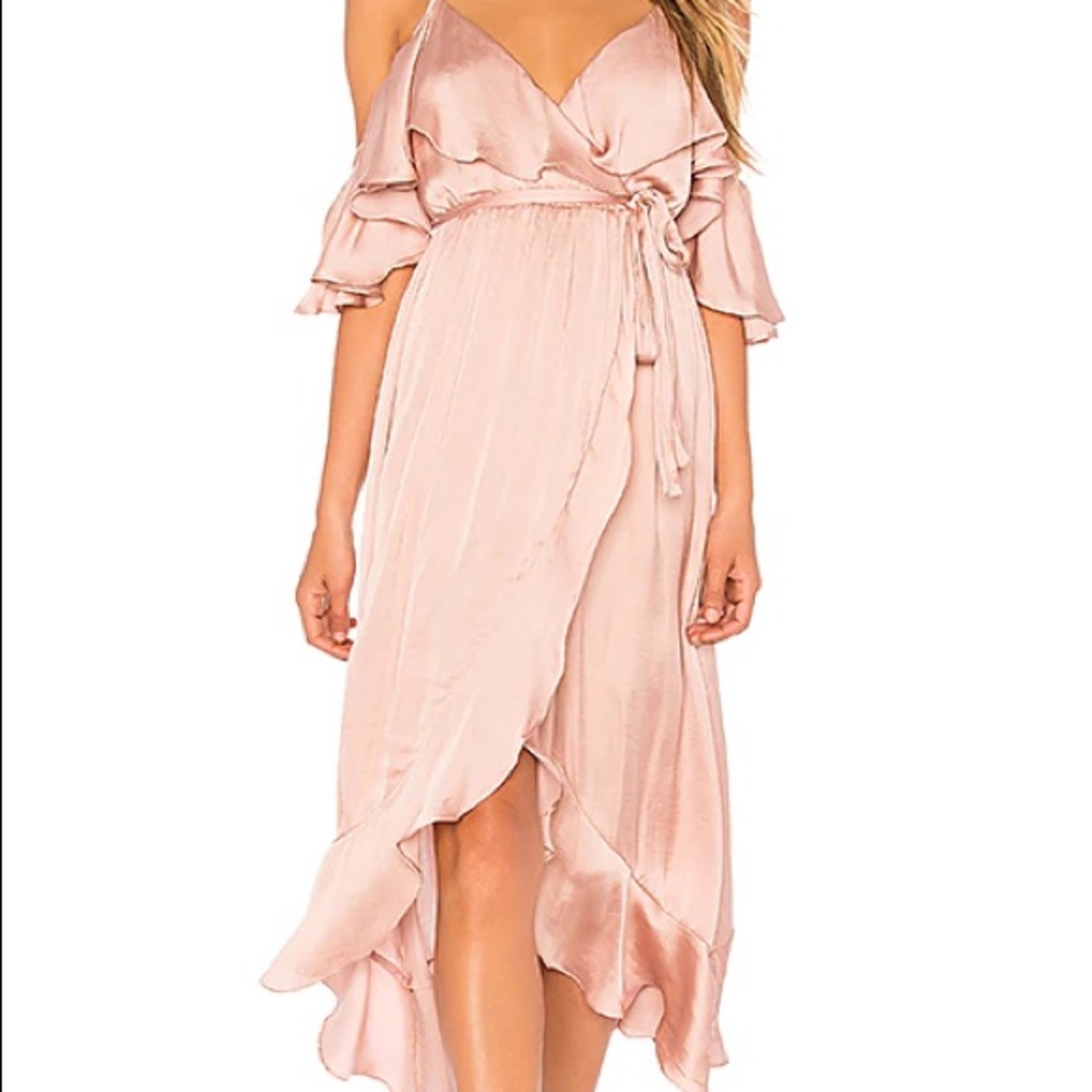 BARDOT Bea wrap dress in biscotti